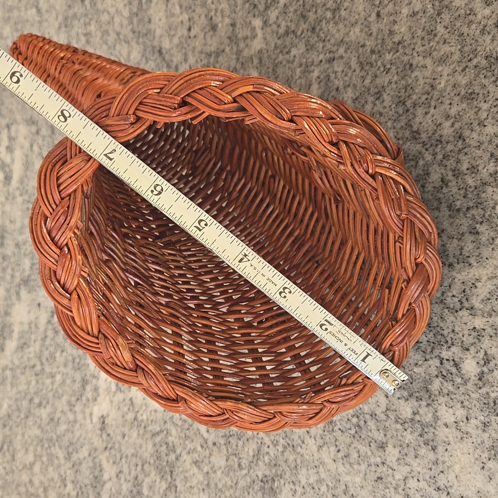 Thanksgiving Cornucopia Horn of Plenty Wicker Basket with Faux Flora - Picture 10 of 13